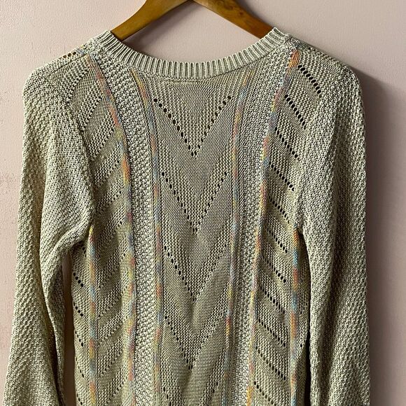 Love on a Hanger Tan Rainbow Knit V-Neck Pullover Sweater Size S EUC - Picture 11 of 11